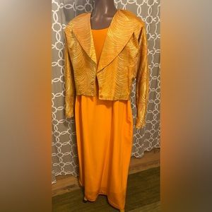 Carol Mier Gold & Orange 2 Piece Dress Suit